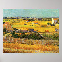 Récolte à la La Crau (Van Gogh) Affiches