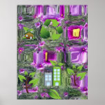Recyclene en paarse bloemen 2 posters