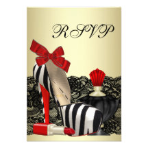 Red Zebra High Heel Shoes Red Zebra Party RSVP Personalized Announcement