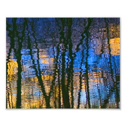 Réflexions abstraites de bleu et de jaune modelées impression photo