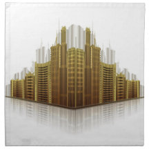 Réflexions urbaines d'or serviette en tissu