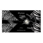 Regard élégant de diamant noir de léopard de zèbre cartes de visite personnelles