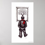 Regarder le dessin noir et blanc d'encre d'arbre affiches