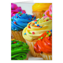 Regenboog cupcake wenskaarten