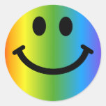 Regenboog Smiley Ronde Sticker