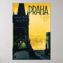 Reis de vintage van Praag (Praha) Poster