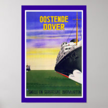 Reis Oostende Dover van het Afbeelding van de druk Poster