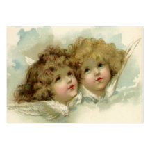 Religion vintage, anges victoriens de Noël Modèle De Carte De Visite