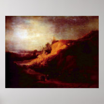 Rembrandt - paysage avec le baptême posters
