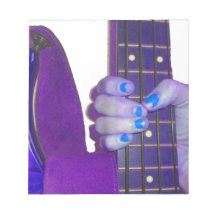 Remettez juger la guitare basse photo bleue et pou bloc-notes