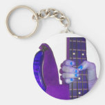 Remettez juger la guitare basse photo bleue et pou porte-clé