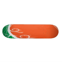 Remous orange planches à roulettes customisées