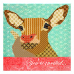 Rendier Rudolph Turquoise Red Persoonlijke Uitnodigingen