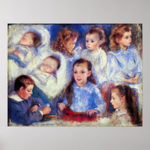 Renoir - Afbeeldingen van het karakterhoofden van  Afdruk