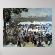 Renoir - coureurs de patinage dans Bois de Bologne Affiche