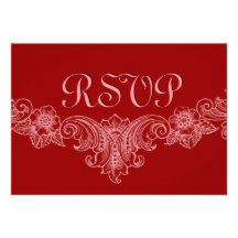 Réponse florale vintage rouge S223 de mariage de R Invitations