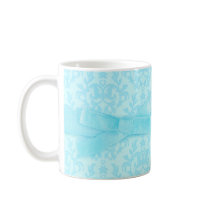 "Retiré et l'aimant" tasse bleu-clair de damassé