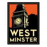 rétro affiche de voyage d'art déco de Westminster Cartes Postales