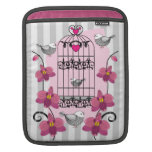 Retro birds, cage and orchids iPad sleeve