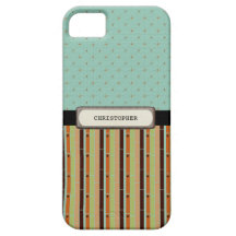 Rétro bleu et vert turquoise masculin coques Case-Mate iPhone 5