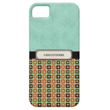 Rétro bleu et vert turquoise masculin coques Case-Mate iPhone 5