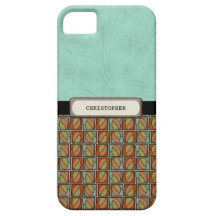 Rétro bleu et vert turquoise masculin coques iPhone 5