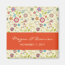 Retro Bloemen · Rood · Sparen de Magneet van de Da