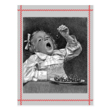 Retro Briefkaart van de Schuld van de kers Wens Kaarten