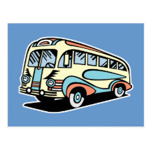 rétro car d'autobus carte postale