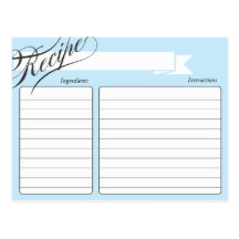 Rétro carte bleue de recette cartes postales