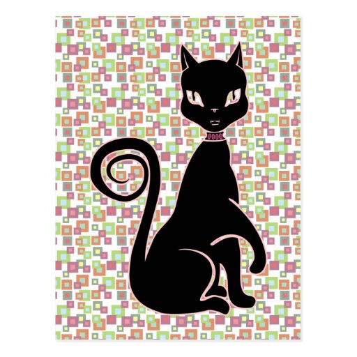 Rétro chat noir cartes postales