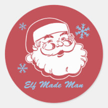 Retro Elf van de Kerstman maakte Man Ronde Sticker