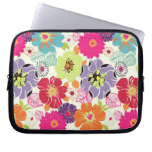 Rétro floral de PixDezines Alegre, arrière - plan  Trousse Pour Ordinateur Portable