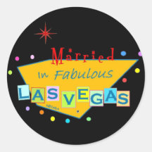 Retro Gehuwd in de Sticker van Las Vegas