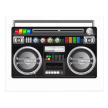 rétro graphique de sableuse de ghetto de boombox carte postale