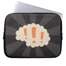 Retro hersenen met laptop van uitroeptekens sleeve laptop computer hoes