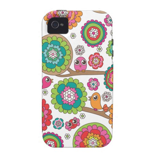 Retro illustratie van het vogelpatroon Case-Mate iPhone 4 hoesje