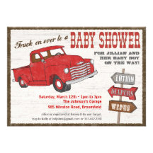 Rétro invitation de baby shower de camion