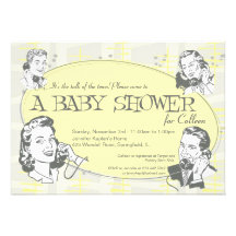 Rétro invitation de baby shower de centre de l'att