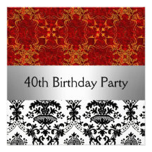 Rétro invitation de fête d'anniversaire de damassé