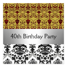 Rétro invitation de fête d'anniversaire de damassé