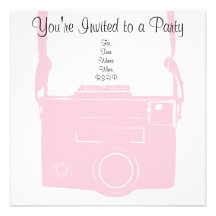 Rétro invitation Girly rose d'appareil-photo de fi