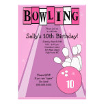 Rétro invitation rose Girly de partie de bowling d
