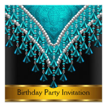Rétro invitation Teal de fête d'anniversaire d'art
