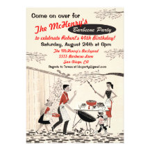 Rétro invitation vintage de partie de barbecue