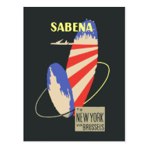 Retro Luchtvaartlijnen van SABENA aan New York via Wenskaart