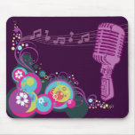Rétro MIC super, notes musicales, remous et bulles Tapis De Souris