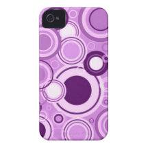 Rétro motif génial pourpre de cercles coques iPhone 4