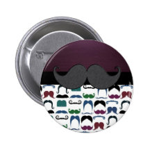 Retro Mustache Moustache Pinback Button