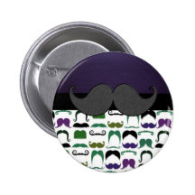 Retro Mustache Pinback Button